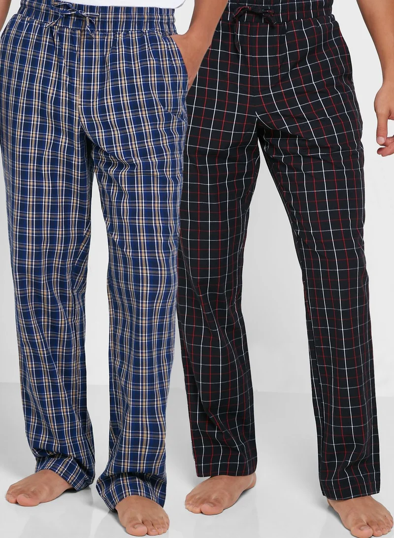 Seventy Five 2 Pack Checked Bottom Pyjama