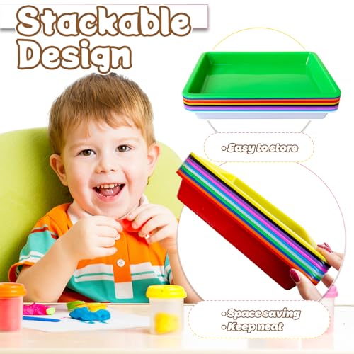 Bvrbaory 10 Pack Multicolor Plastic Art Trays,10 Colors Activity Crafts Tray,Colorful Art Organizer Trays,Art Serving Tray for DIY Projects,Painting,Beads,Home School Crafts - Image 4