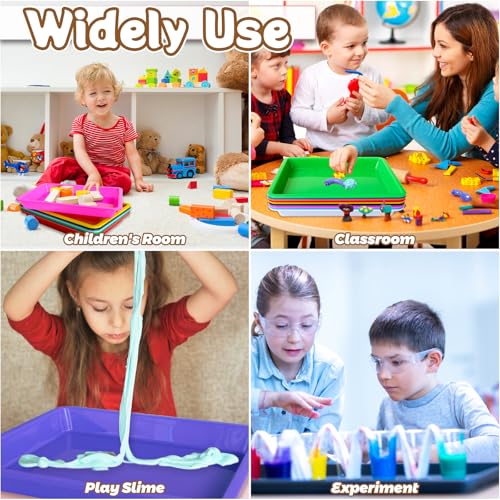 Bvrbaory 10 Pack Multicolor Plastic Art Trays,10 Colors Activity Crafts Tray,Colorful Art Organizer Trays,Art Serving Tray for DIY Projects,Painting,Beads,Home School Crafts - Image 5