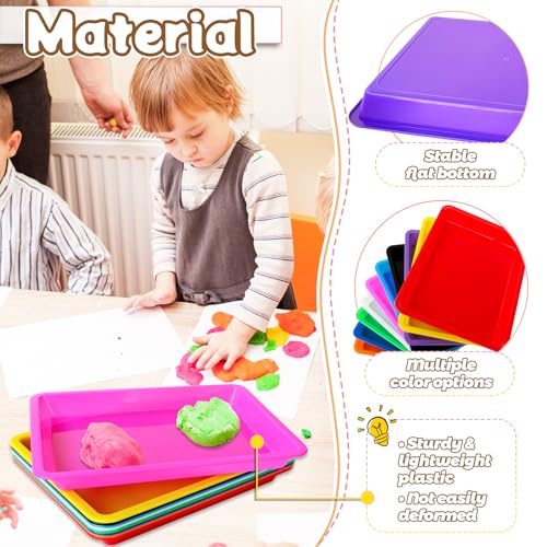 Bvrbaory 10 Pack Multicolor Plastic Art Trays,10 Colors Activity Crafts Tray,Colorful Art Organizer Trays,Art Serving Tray for DIY Projects,Painting,Beads,Home School Crafts - Image 3