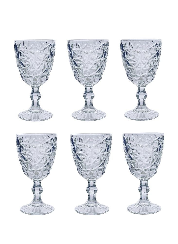 بريميم مجموعة أكواب زجاجية عتيقة مكونة من ست قطع – كؤوس مشروبات أنيقة بسيقان مستوحاة من الكريستال - Image 1