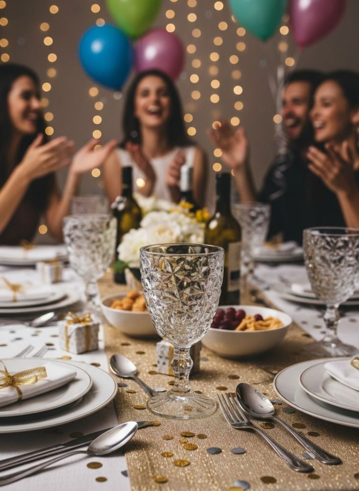 بريميم مجموعة أكواب زجاجية عتيقة مكونة من ست قطع – كؤوس مشروبات أنيقة بسيقان مستوحاة من الكريستال - Image 3