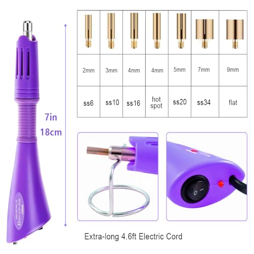 blinginbox Hotfix Applicator Tool DIY Hot Fix Rhinestone Setter Hot Fixed Kit 6000 Pcs 30/20/16/12/10/6SS 16 Colors Bigger Crystal Gems Picker Bedazzler Kit with Rhinestones Bedazzler Gun - Image 2