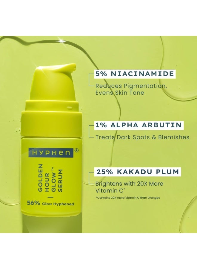 Hyphen Daily Glow Defence Duo - Combo | golden hour glow Brightening Face Serum 15ml & All I Need Sunscreen SPF 50 PA++++ 30ml | Brightens + Protects with Niacinamide,Vit C Rich Kakadu Plum| All Skin Types - Image 3