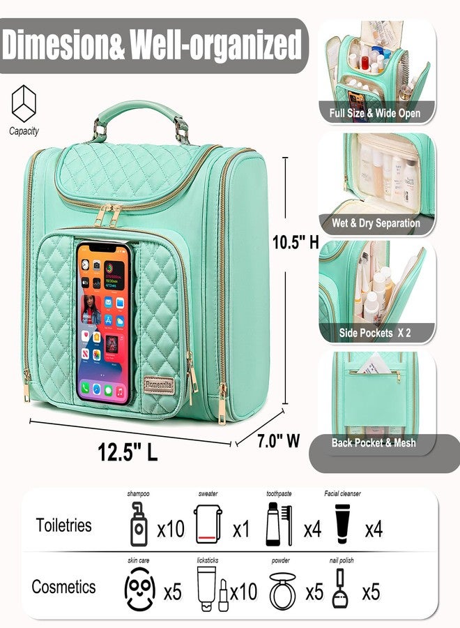 Romenrita Travel Toiletry Bag for Women, Hanging Toiletry Bag, Bathroom Bag Portable Shower Caddy for College Dorm Travel Shower Bag for Women Water-Resistant Cosmetic Makeup Bag (Green) - Image 5