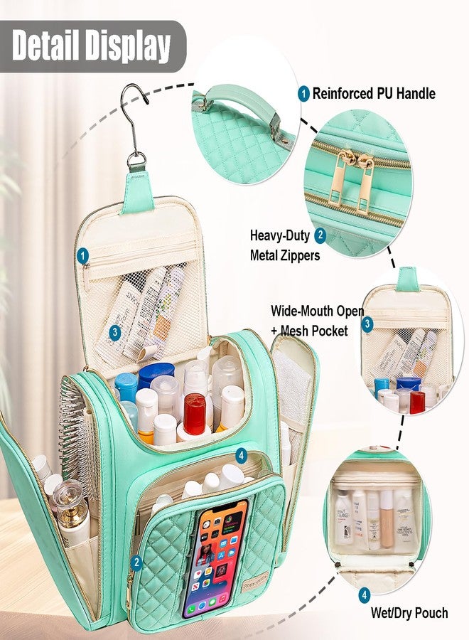 Romenrita Travel Toiletry Bag for Women, Hanging Toiletry Bag, Bathroom Bag Portable Shower Caddy for College Dorm Travel Shower Bag for Women Water-Resistant Cosmetic Makeup Bag (Green) - Image 4