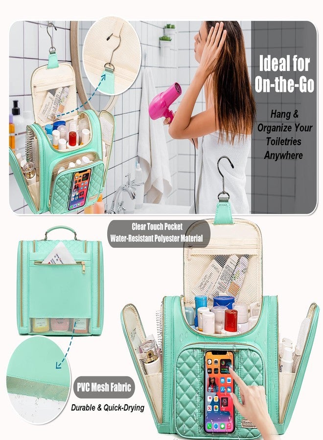 Romenrita Travel Toiletry Bag for Women, Hanging Toiletry Bag, Bathroom Bag Portable Shower Caddy for College Dorm Travel Shower Bag for Women Water-Resistant Cosmetic Makeup Bag (Green) - Image 3