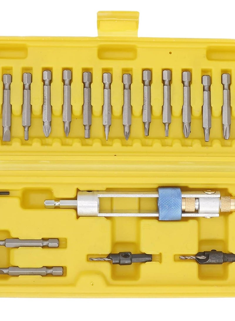 GGOOT High - Speed Steel Screwdriver Set | 20 - Piece Cross/Slot Bits & Countersunk Drill | Strong Hardware Tool for DIY/Home Repair/Electronics | Includes Hex Wrench & Storage Box  - Image 1