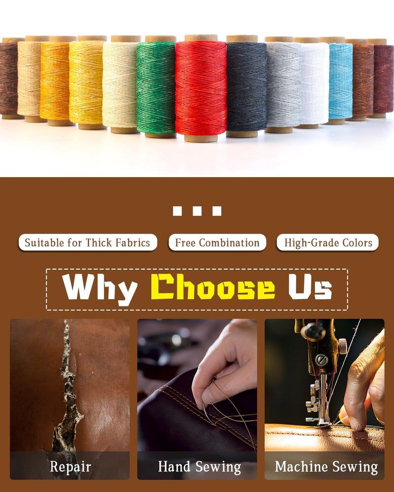 DIUDUS 218 Yards Upholstery Thread, Heavy Duty Thread for Hand Sewing, Sewing Kit with 9 Upholstery Needles for Hand Stitching Bookbinding Repair Canvas (Coffee) - Image 5