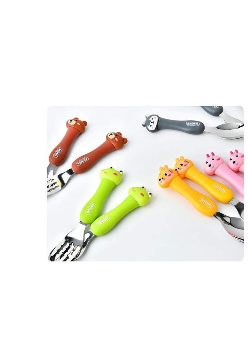 SYOSI Kids Cutlery Sets, 2Pcs Kids Stainless Steel Flatware with Cartoon Handle Green Frog Travel Carry Set Children Portable Tableware Toddler Utensils Kids Spoon & Fork Silverware Set with Case - Image 5