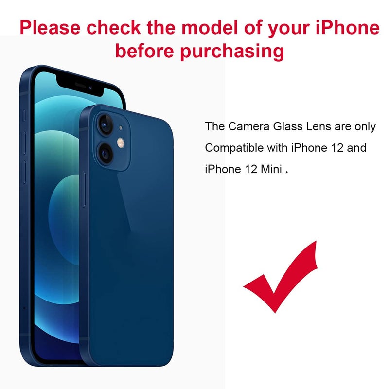 Perzework 2 Set Original Back Rear Camera Lens Glass Replacement for iPhone 12 and iPhone 12 Mini with pre-Installed Adhesive and Reparing Toolkit - Image 2