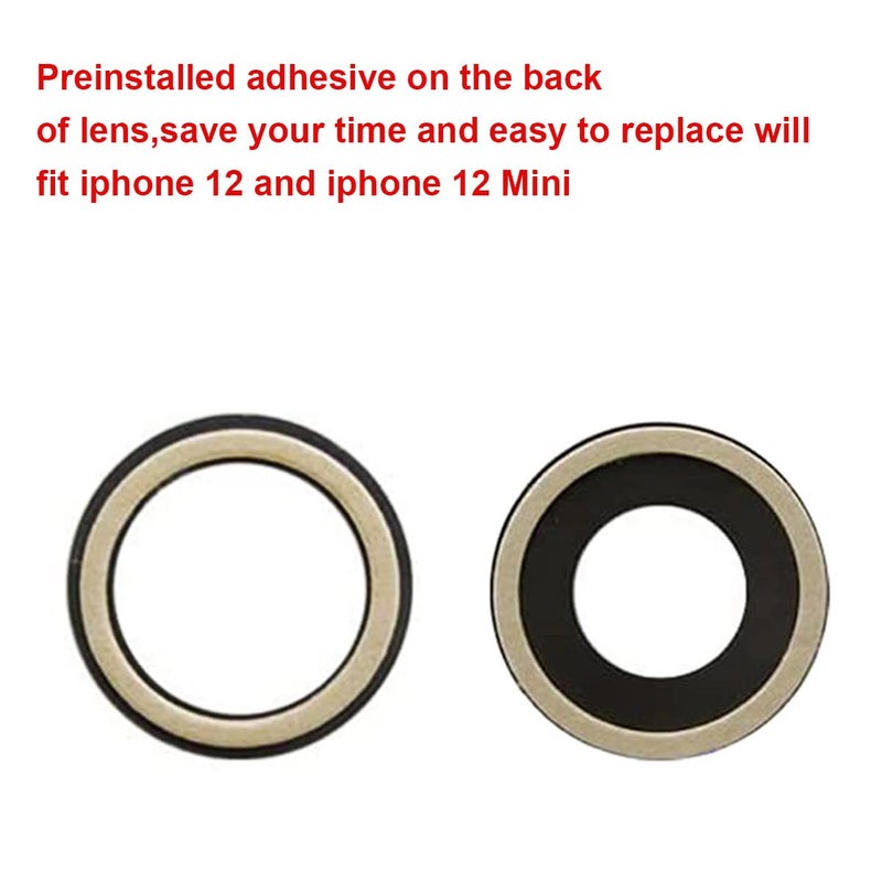 Perzework 2 Set Original Back Rear Camera Lens Glass Replacement for iPhone 12 and iPhone 12 Mini with pre-Installed Adhesive and Reparing Toolkit - Image 4