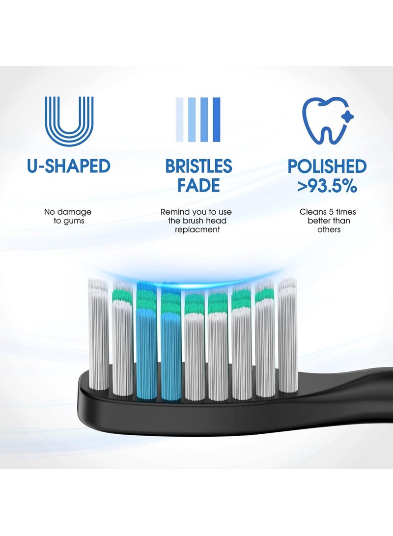 Electric Toothbrush, Adult And Adolescent Sonic Type, 4 Brush Heads, Travel Case, 6 Modes, 40000 Vpm Electric Motor, Ipx7 Waterproof, 2-Minute Timer, Wireless Charging, 100 Day One Charge - Black - Image 2
