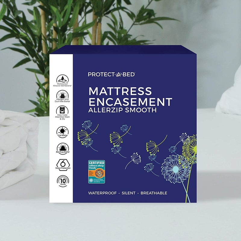 Protect-A-Bed ProtectABed AllerZip Smooth Waterproof Mattress Protector Machine Washable King 1118 Inches 