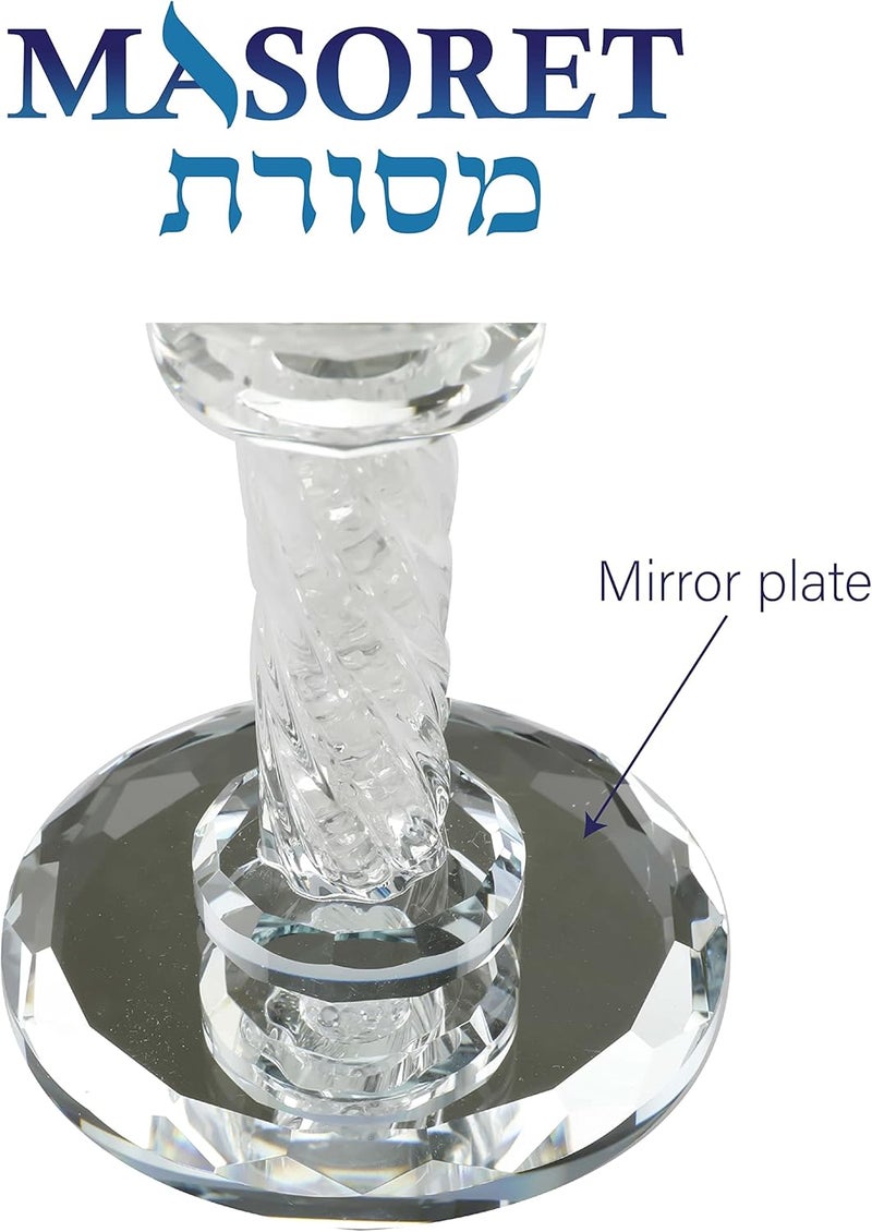 MASORET Glass Kiddush Cup 6.4 Inch with Stones Bore Pri Hagafen Including a Tray - Image 4
