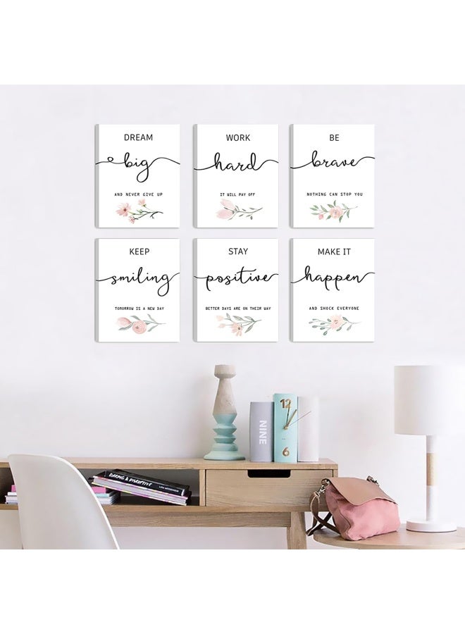Howwii Inspirational Wall Art for Bedroom, Motivational Office Wall Art Decor, Framed Canvas Wall Art for Women, Girls, Positive Affirmations Quotes Prints, Set of 6PCS, 8"x10", FRAMED - Image 2