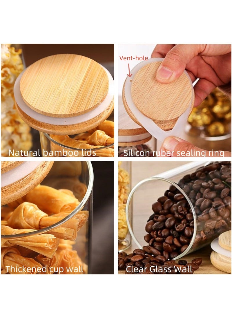 Generic - KUAIJI 12Pack 8.45oz(250ML)Glass Jars  Bamboo Airtight Lids and Labels, Food Cereal Storage Large Spice Containers for Home Kitchen Tea Coffee Flour Herbs Grains - Image 1