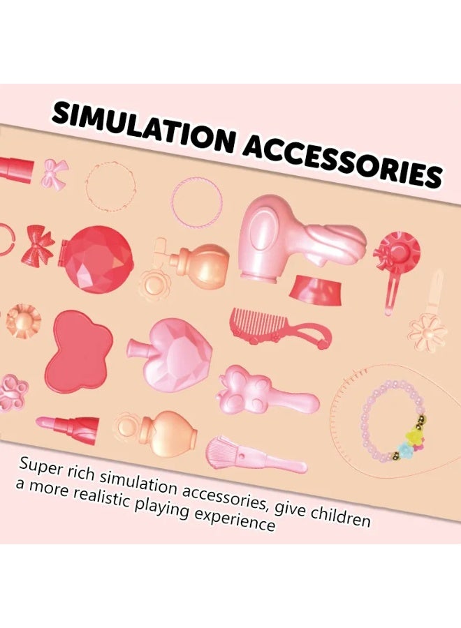 FUN MOMENT Girls' Dressing Table and Makeup Playset with Mirror - 46 Pieces - Image 4