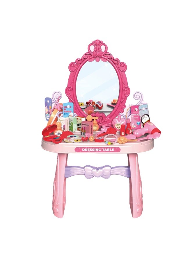 FUN MOMENT Girls' Dressing Table and Makeup Playset with Mirror - 46 Pieces - Image 1
