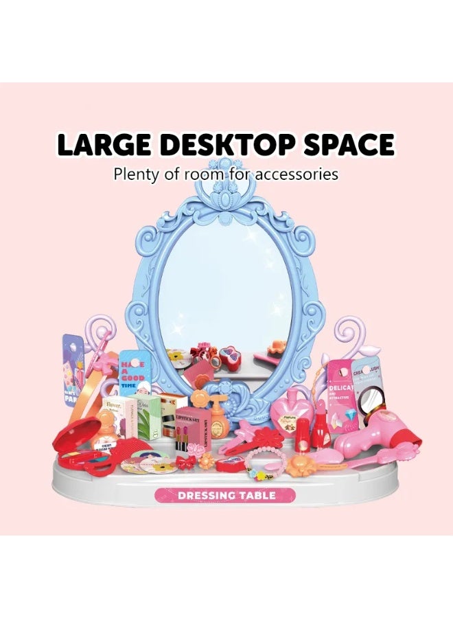 FUN MOMENT Girls' Dressing Table and Makeup Playset with Mirror - 46 Pieces - Image 5