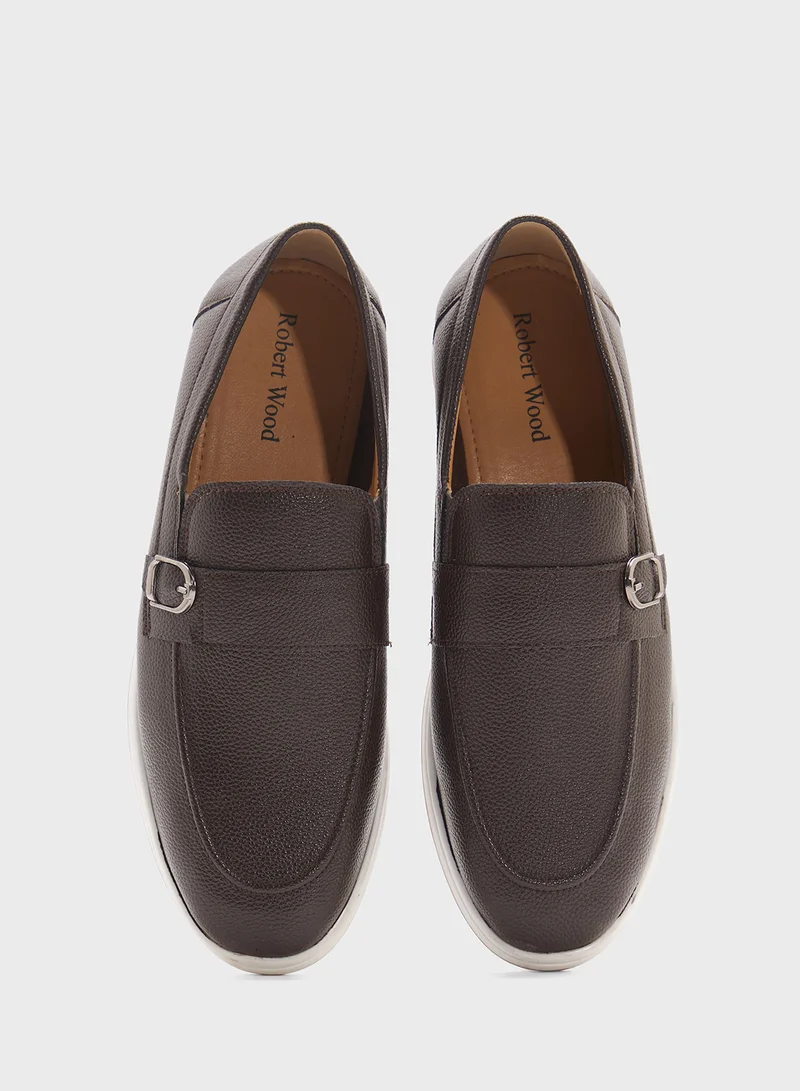 Robert Wood Buckle Detail Smart Casual Slip Ons Loafers