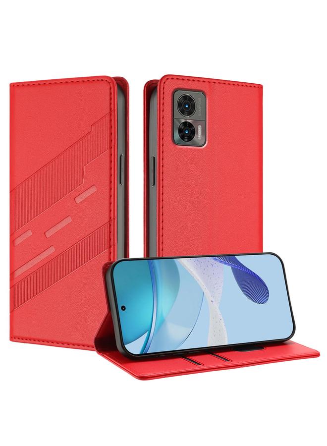 اس-توب جراب لهاتف موتورولا إيدج 30 نيو، جراب جلدي بتصميم محفظة متعدد الاستخدامات منقوش - Image 1