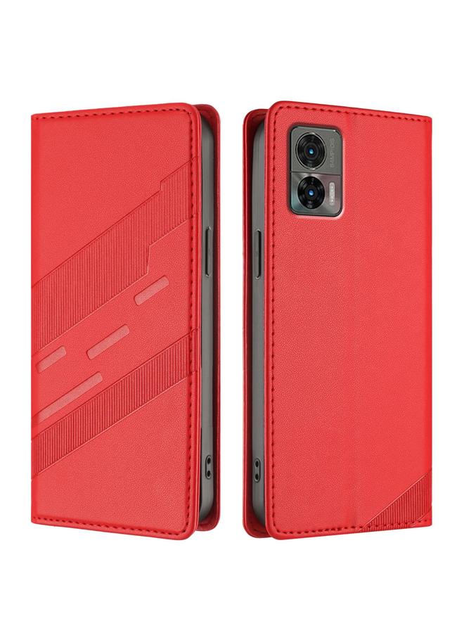 اس-توب جراب لهاتف موتورولا إيدج 30 نيو، جراب جلدي بتصميم محفظة متعدد الاستخدامات منقوش - Image 2