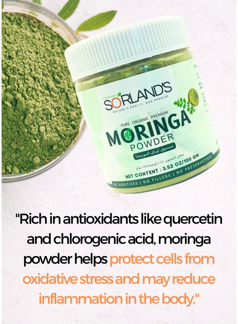 Sorland's Pure Organic Moringa Leaves Powder Jar(100G) Nutrient-rich superfood, packed with natural vitamins, minerals, protein, and essential amino acids | Non-GMO, 100% natural, and certified organic - Image 5