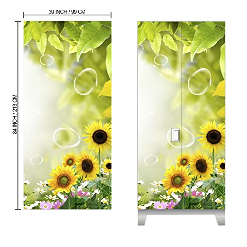 WallDaddy Self Adhesive Almirah Stickers, Wall Stickers, Decorative Sticker Wallpaper for Home Wardrobe Doors(Bubble Sunflower Almirah) PVC Vinyl Size Large (39 x 84 Inch) - Image 2