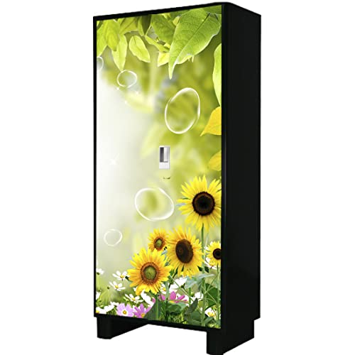 WallDaddy Self Adhesive Almirah Stickers, Wall Stickers, Decorative Sticker Wallpaper for Home Wardrobe Doors(Bubble Sunflower Almirah) PVC Vinyl Size Large (39 x 84 Inch) - Image 3