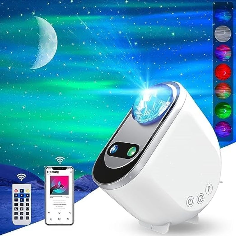 Orlenic Galaxy Star Projector with Bluetooth Speaker, 3 in 1 LED Aurora Northern Lights Projector with 6 White Noise, Starry Moon Light, Remote Control, Adjustable Brightness, Bedroom Room Decor Gift - Image 2