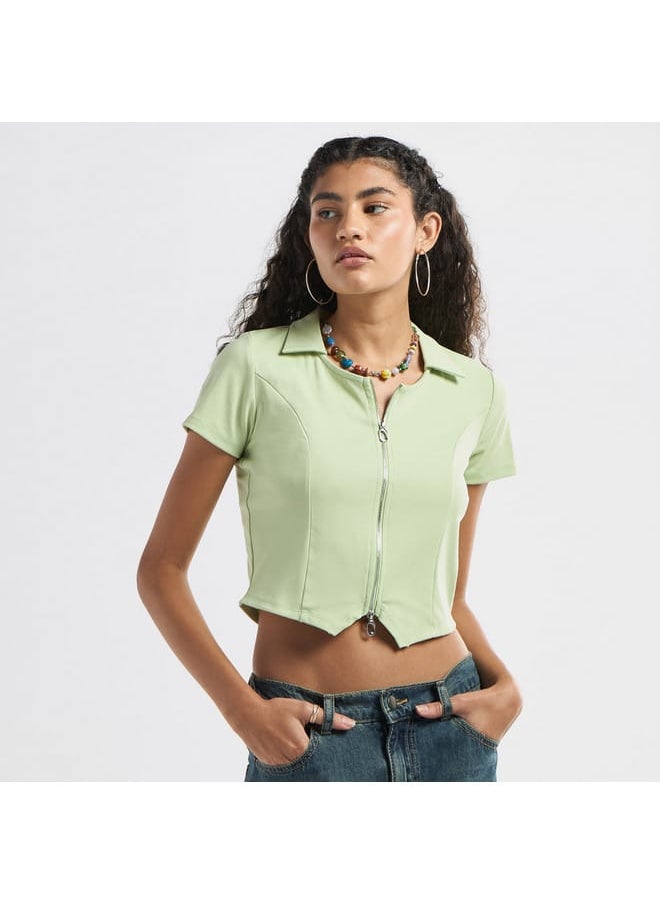 FAV Panelled Top with Collar and Zip Closure  - Image 1