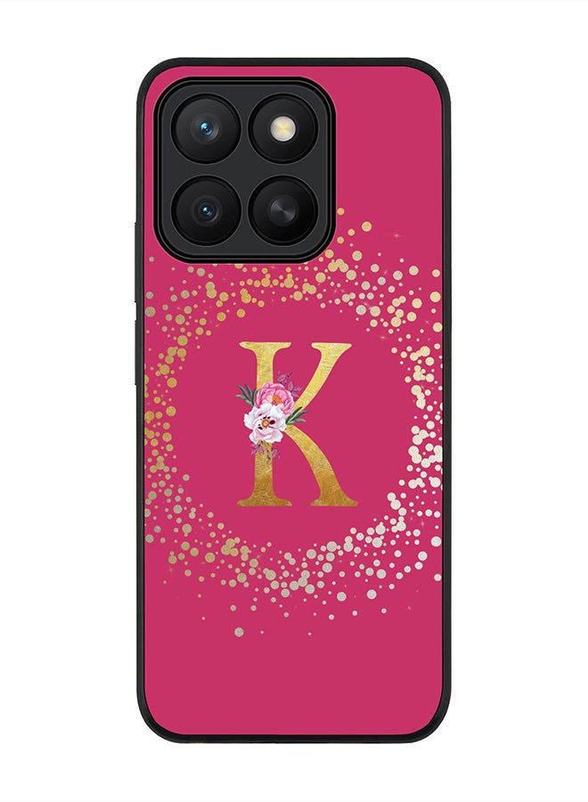 Stylizedd For Honor X8c Case,Slim fit Camera Protection, Shockproof Thin Phone cover  - Custom Monogram Floral - K ( Deep Pink )