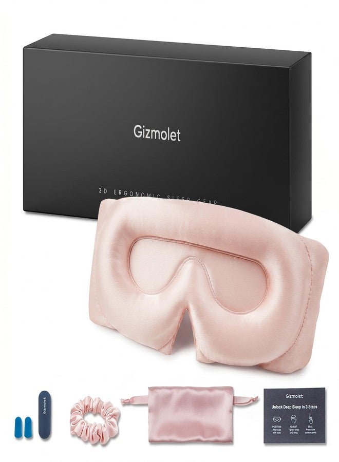 Gizmolet 22 Momme Pure Mulberry Silk Sleep Mask, 3D Contoured Cup Eye Mask for Sleeping, Super Soft Breathable Blindfold with Adjustable Strap, Perfect Blocks Light for All Night Sleep, Pink - Image 1