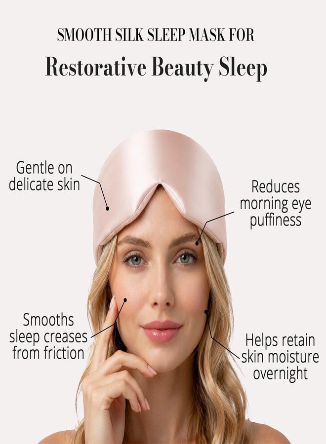 Gizmolet 22 Momme Pure Mulberry Silk Sleep Mask, 3D Contoured Cup Eye Mask for Sleeping, Super Soft Breathable Blindfold with Adjustable Strap, Perfect Blocks Light for All Night Sleep, Pink - Image 3