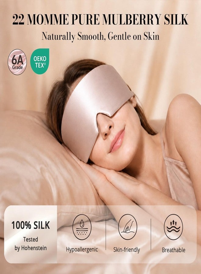 Gizmolet 22 Momme Pure Mulberry Silk Sleep Mask, 3D Contoured Cup Eye Mask for Sleeping, Super Soft Breathable Blindfold with Adjustable Strap, Perfect Blocks Light for All Night Sleep, Pink - Image 2