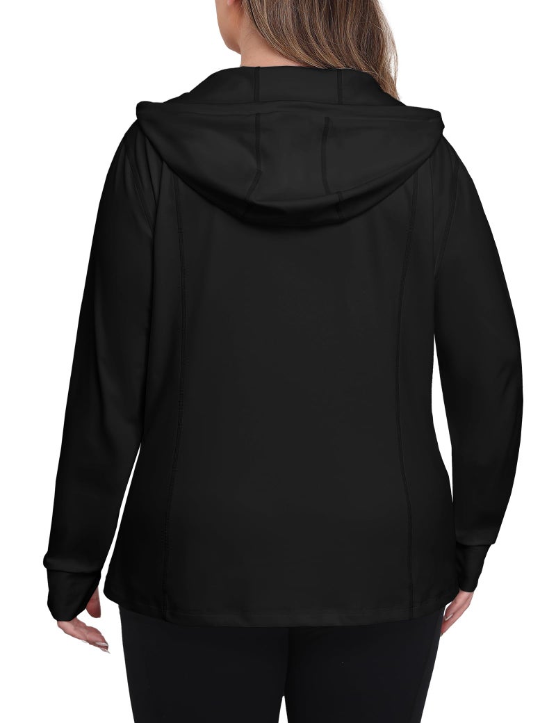FOREYOND Plus Size Workout Jacket for Women Full Zip Up Lightweight Athletic Jackets Running Gym Yoga with Thumb Holes - Image 2