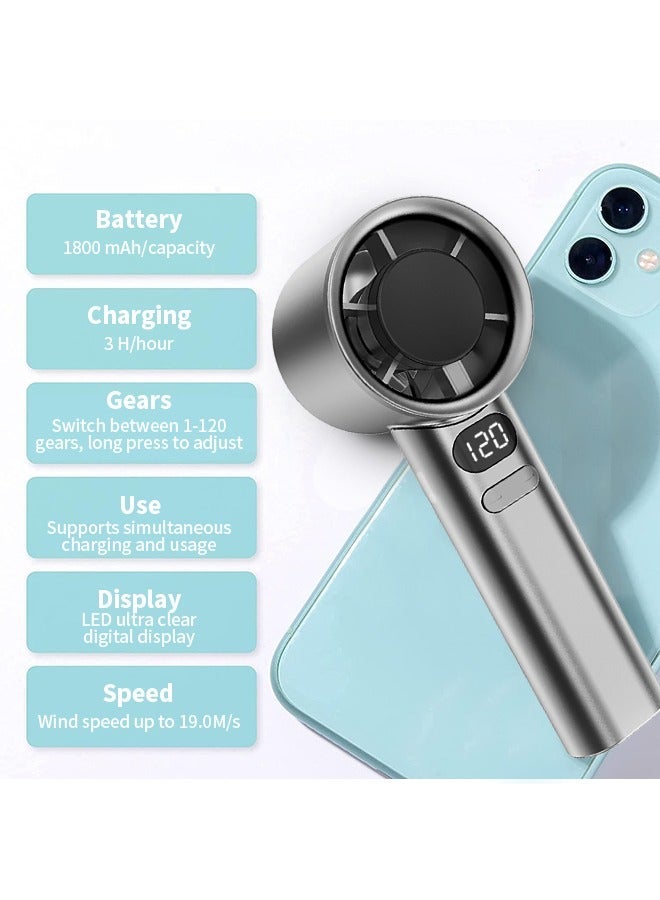 أتشز مروحة يدوية صغيرة بحجم 2026 بسرعة قابلة للتعديل من 1 إلى 120، مزودة بمنفذ USB-C لإعادة الشحن، مروحة شخصية عالية السرعة، تعمل ببطارية بسعة 1800 مللي أمبير - Image 2