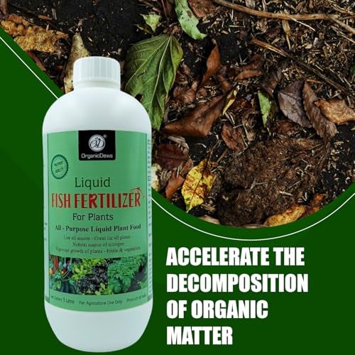 OrganicDews Liquid Fish Fertilizer for Plants 1 Litre with Measuring Cup 25 ml - All Purpose Liquid Fertilizer Vigorous Growth Compost Starter 1 Litre - Image 4