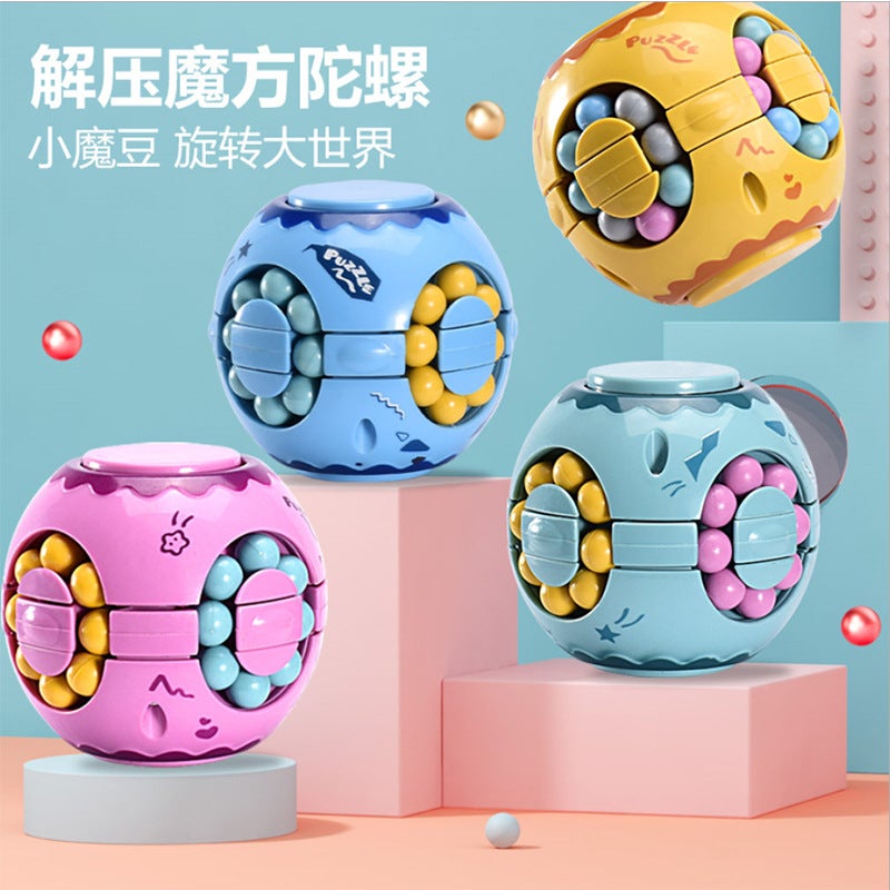 Kindergarten Educational Magic Bean Magic Ball Toy Rotating Plane Ball Gyro Fingertip Hamburger Cube Magic Bean - Image 3