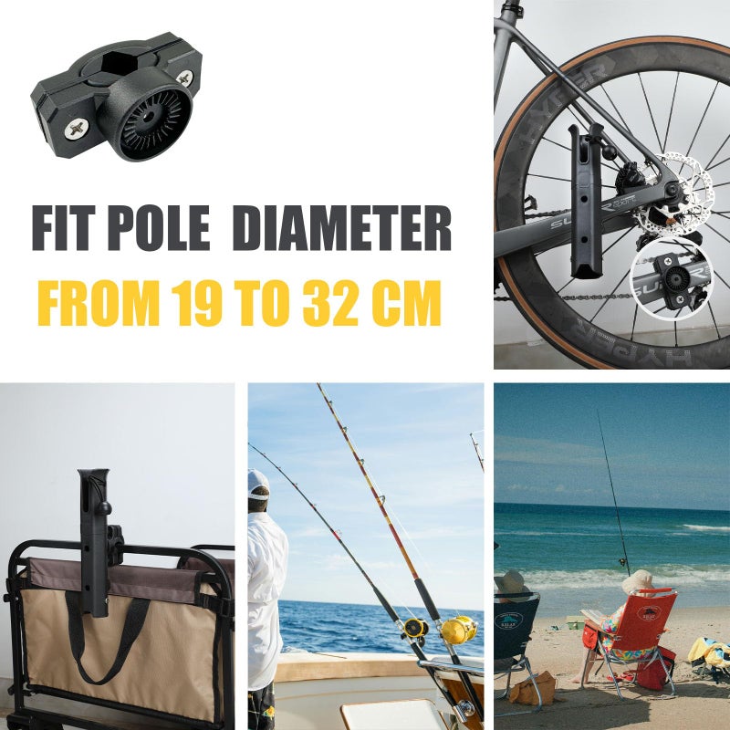 VEXPLO Adjustable Pole Mount Bike Fishing Rod Holder for Bicycle, Boat, Chairs, Cart, Scooter, Motorcycle, ATV & Beach Car, Fishing Pole Holder for Bike Rack with Mount Clamp (1.6" Inner Diameter) - Image 4