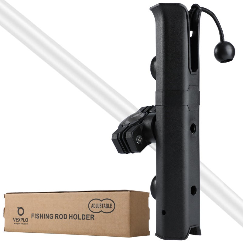 VEXPLO Adjustable Pole Mount Bike Fishing Rod Holder for Bicycle, Boat, Chairs, Cart, Scooter, Motorcycle, ATV & Beach Car, Fishing Pole Holder for Bike Rack with Mount Clamp (1.6" Inner Diameter) - Image 1