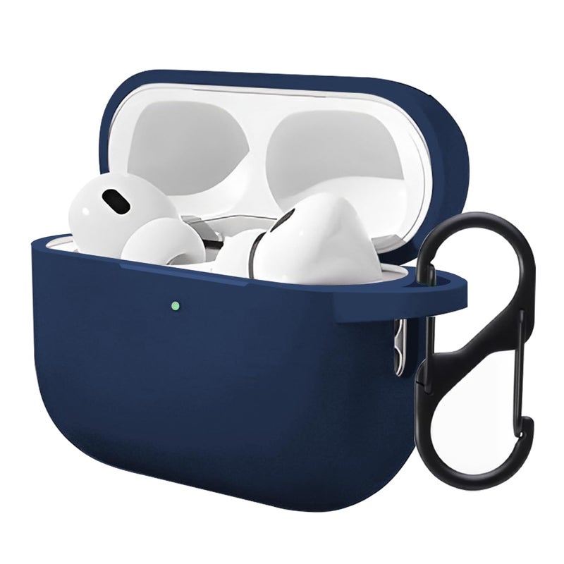 LIRAMARK Silicone Soft Case Cover with Buckle for Airpods Pro 3 Cover, Apple airpods pro 3rd Generation case (Midnight Blue) - Image 3