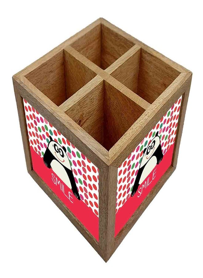 Nutcase Wooden Cutlery Stand Holder Silverware Caddy Spoons Forks Knives Organizer for Dining Table & Kitchen -Made in India-Spoons NOT Included - Panda - Image 2