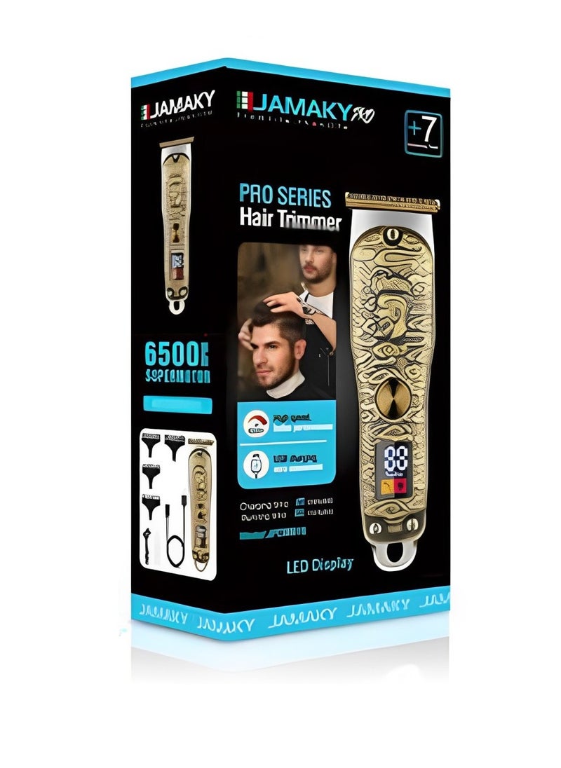 JAMAKY Italy Professional Hair Trimmer 1200mah with Italian technology - 6 Accessories - Gold ( JPC90010 )  - Image 2