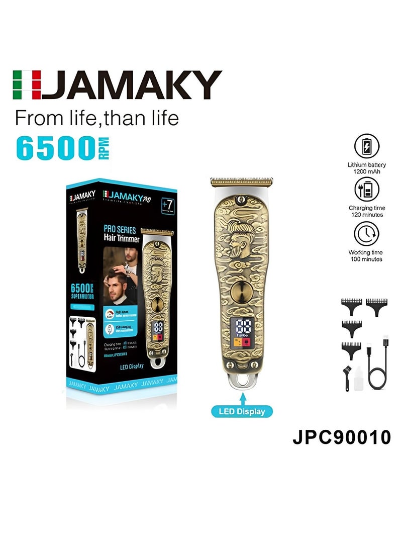 JAMAKY Italy Professional Hair Trimmer 1200mah with Italian technology - 6 Accessories - Gold ( JPC90010 )  - Image 3