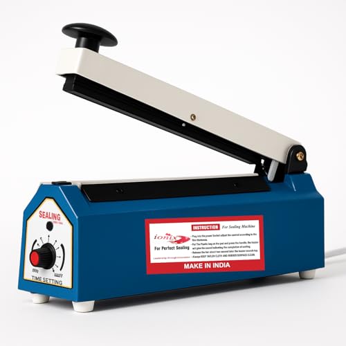 IONIX Sealing Machine for Food Packets | 1 Year Warranty, 8 Inch | Packet Sealer Machine, Packing Machine Sealing, Plastic Sealing Machine, Heavy metal Body From Full Customer Support (Blue - 200mm) - Image 1