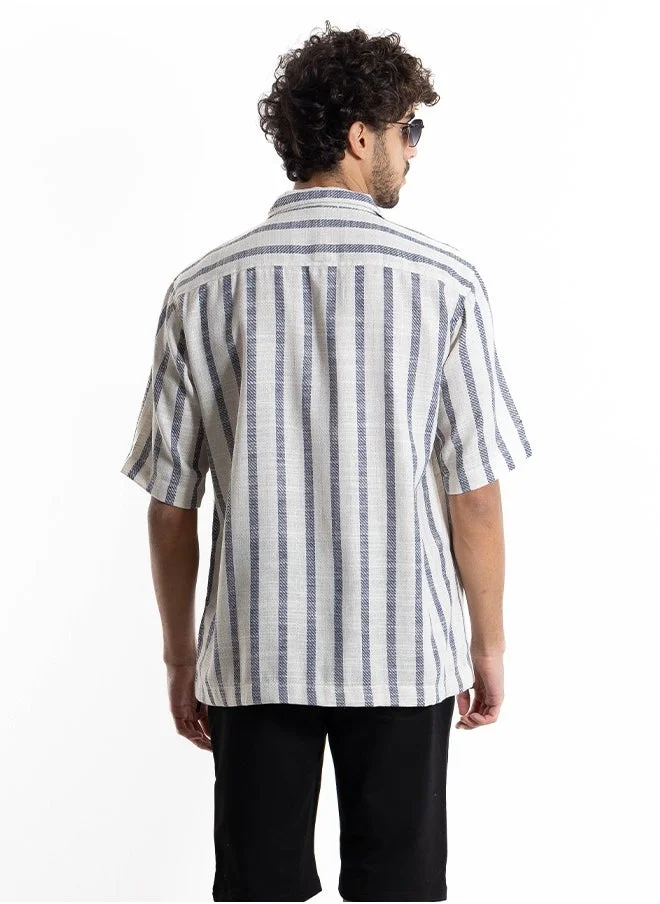 الأشكال   LINEN BLEND STRIPED SHIRT