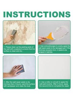JUE-FISH Wall repair paste, drywall repair kit, wall patcher with scraper, wall hole filling wall repair subsidy kit, quick and easy wall hole filling solution  - Image 3