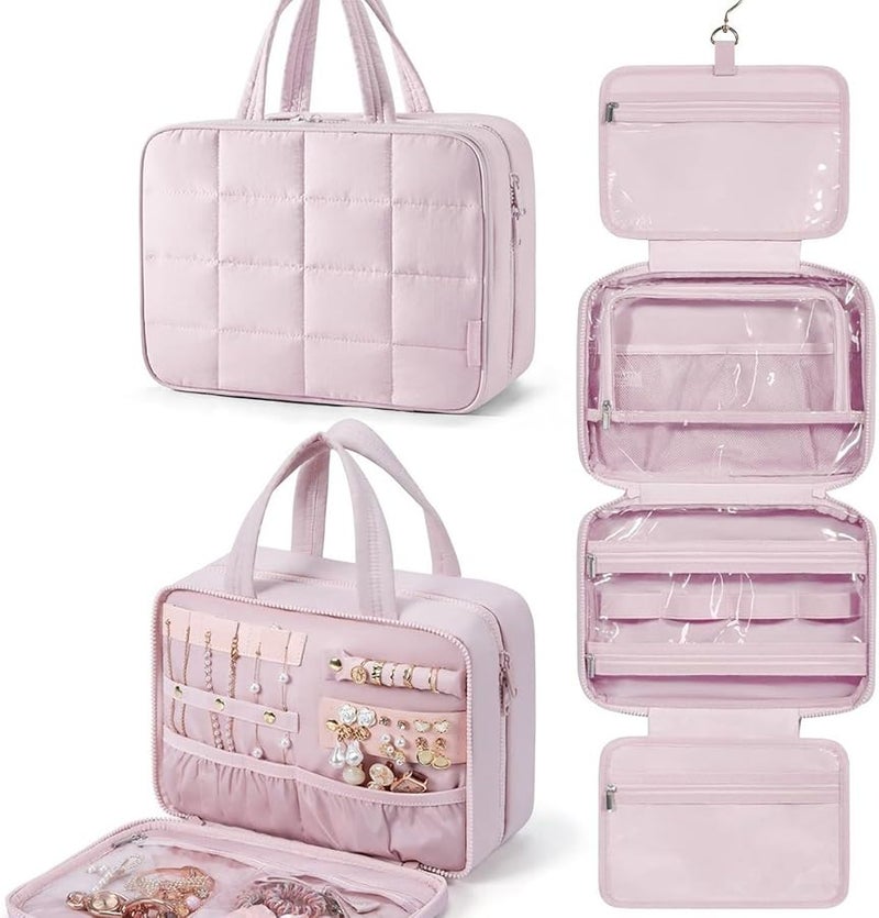 Small Black Polyester Hanging Cosmetic Bag Ergonomic Travel Toiletry Pouch With Hook - Image 5